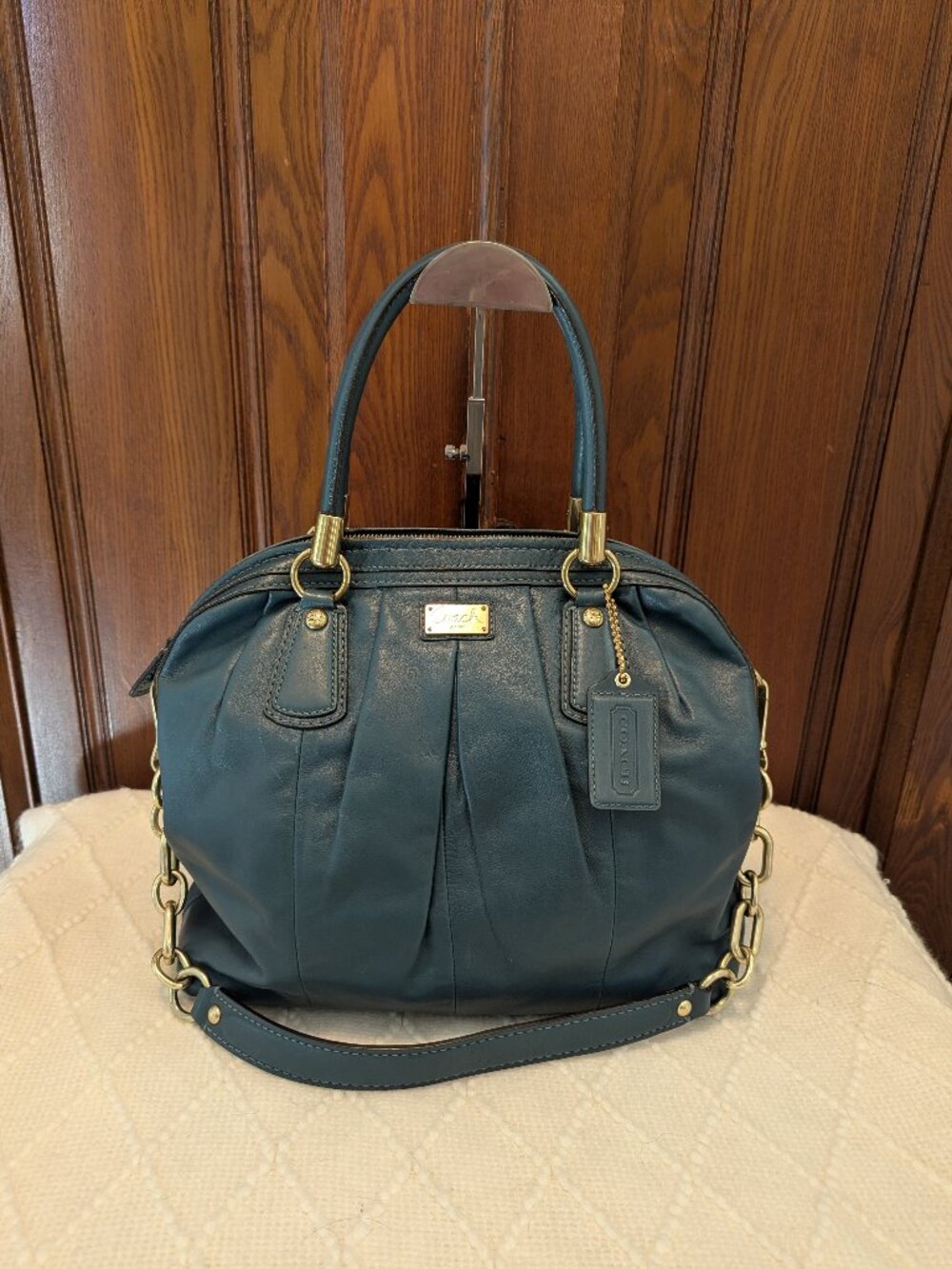 Coach Kristin Teal Leather Satchel Handbag